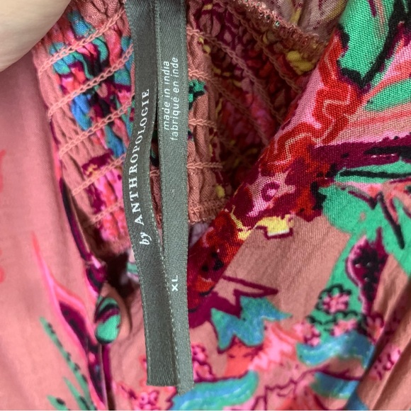 Anthropologie Womens pink ruffle embroidered flutter sleeve maxi dress XL - Picture 3 of 13